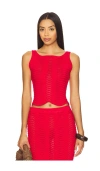 Cin Cin Arc Knit Top In Red