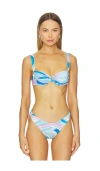 Cin Cin Ariel Ruched Bikini Top In Blue