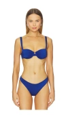 Cin Cin Ariel Ruched Bikini Top In Blue