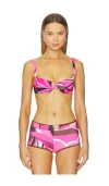 Cin Cin Ariel Ruched Bikini Top In Pink