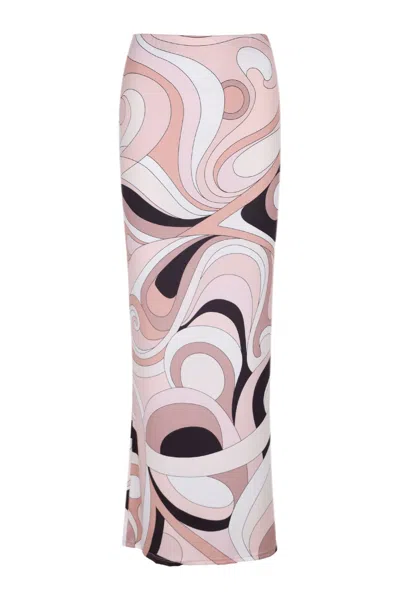 Cin Cin City Maxi Skirt Mars Beige In Pink