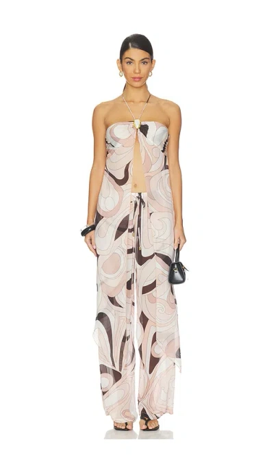 Cin Cin Coral Moonstone Drape Top In Mars Beige