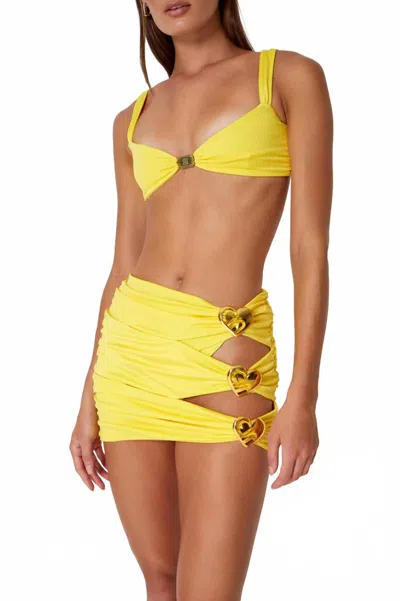Cin Cin Coupe Heart Cut-out Mini Skirt In Lemonade In Yellow