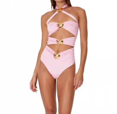 Cin Cin Diamond Heart Cut-out Swimsuit In Ballet Pink
