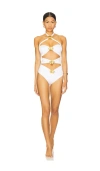 Cin Cin Diamond Orchid Cut Out One Piece Swimsuit In White