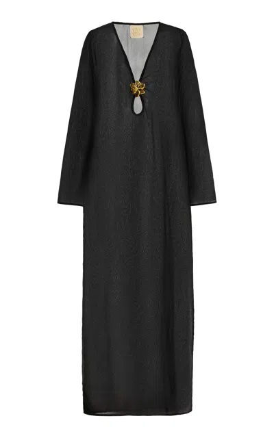 Cin Cin Hotline Seastar Georgette Maxi Dress In Black