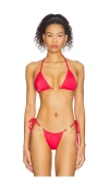 Cin Cin Isle Hoop Halter Bikini Top In Red