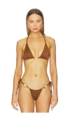 Cin Cin Isle Hoop Triangle Bikini Top In Brown