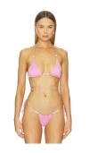 Cin Cin Luma Triangle Bikini Top In Pink