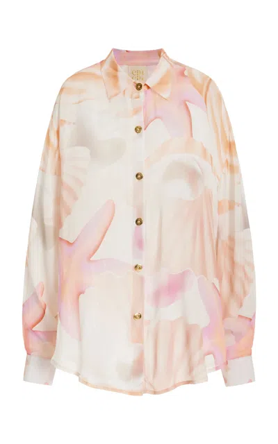 Cin Cin Muse Oversized Printed-georgette Shirt In Pink