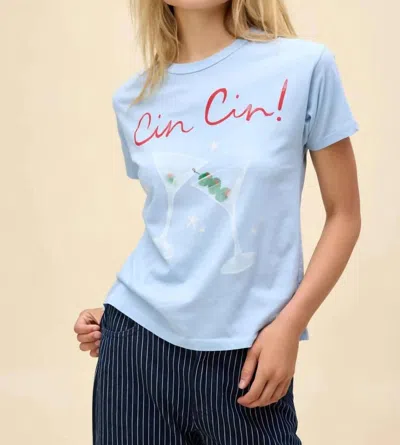 Cin Cin Ringer Tee In Powder Blue