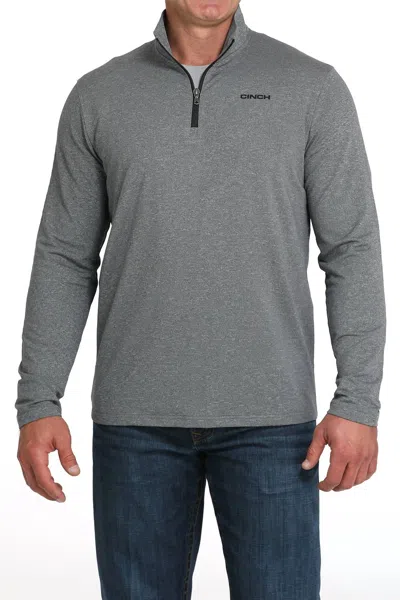 Cinch 1/4 Zip Long Sleeve Pullover Shirt In Grey In Gray