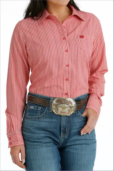 Cinch Arenaflex Long Sleeve Shirt In Red