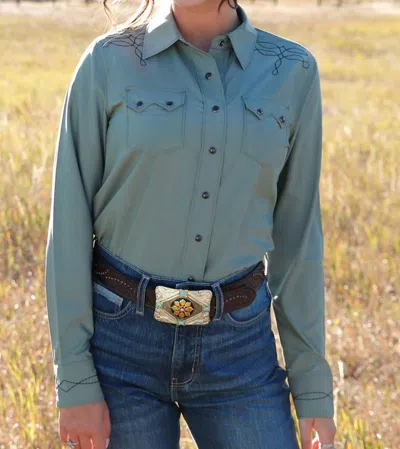Cinch Boot Stitch Shirt In Sage Green