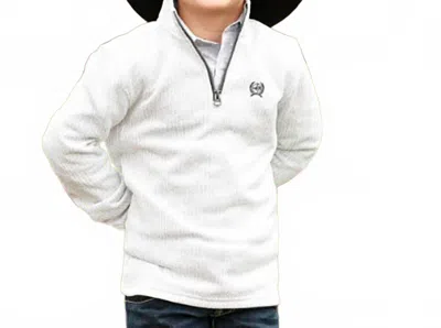 Cinch Kids' Boy's 1/4 Zip Knit Pullover In Light Grey In White