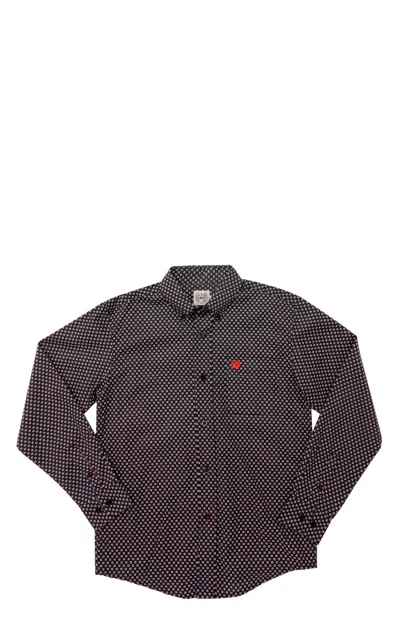 Cinch Boy's Black Red & White Micro Geo Print Western Shirt In Gray