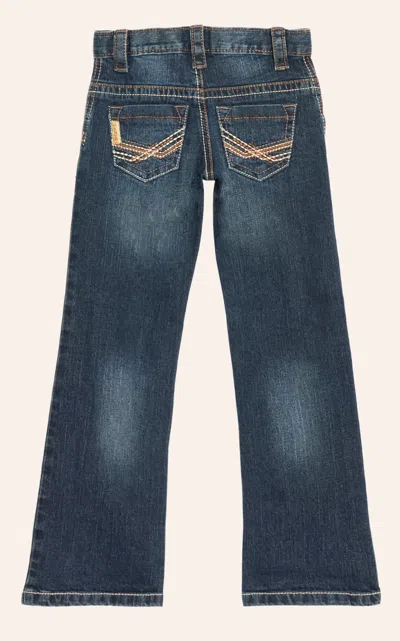 Cinch Boy's Dark Wash Mid Rise Embroidered Back Pockets Relaxed Fit Arena Flex Bootcut Jeans (4-7) In Blue