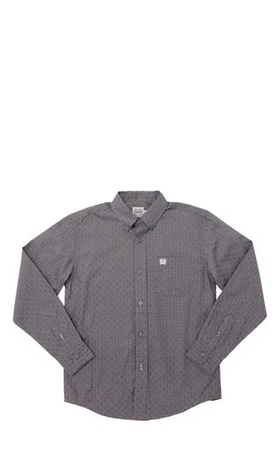 Cinch Boy's Gray & White Medallion Print Western Shirt