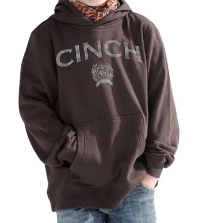Cinch Kids' Boy's Logo Hoodie In Brown In Burgundy