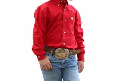 Cinch Boy's Long Sleeve Western Shirt In Red