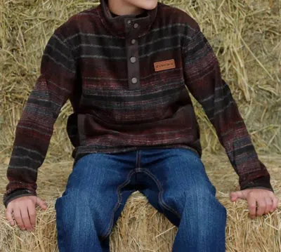Cinch Kids' Boys 1/4-snap Polar Fleece Pullover Sweatshirt In Brown