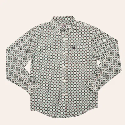 Cinch Boys' Cream Medallion Print Long Sleeve Shirt In Multi