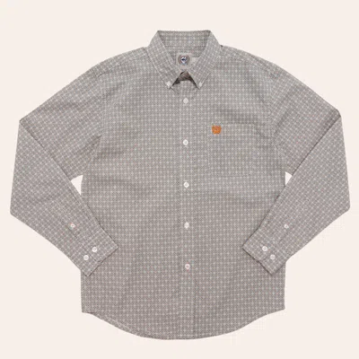 Cinch Boys' Gray Geo Print Long Sleeve Shirt
