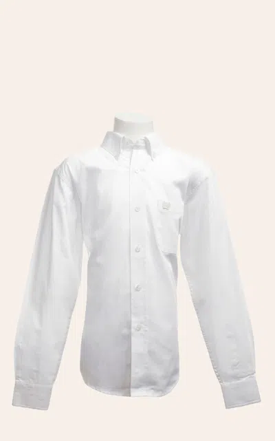 Cinch Boys' Solid Fine Weave Long Sleeve Shirt In White