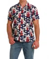 Cinch Button Down Tropical Camp Shirt In Navy Multi In Multi