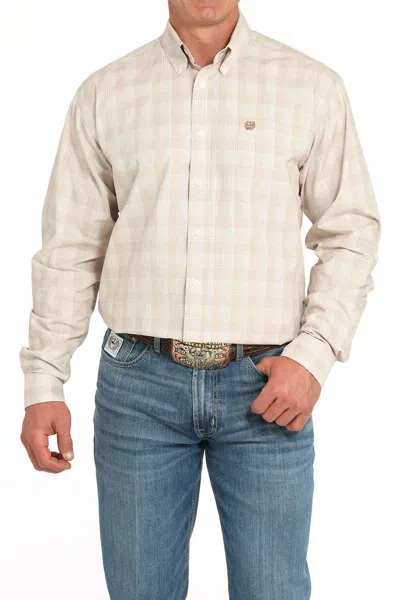 Cinch Classic Plaid Button Down Shirt In Khaki In Multi