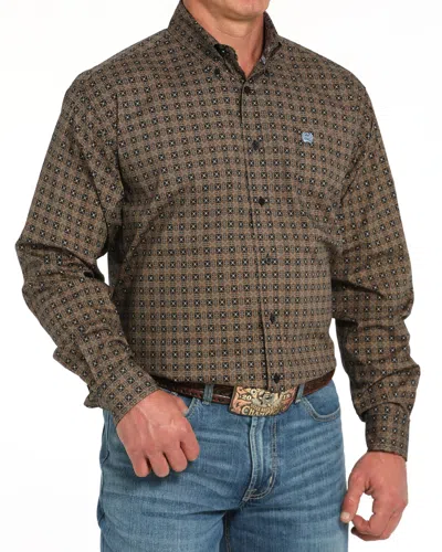 Cinch Classic Print Button Down Shirt In Black In Brown