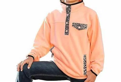 Cinch Kids' Girl's Polar Fleece Pullover In Peach In Pink