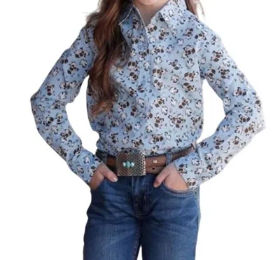 Cinch Kids' Girls Cruel Long Sleeve Shirt In Blue