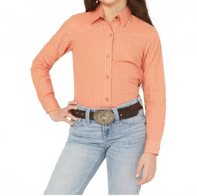 Cinch Kids' Girls Cruel Stripe Long Sleeve Shirt In Coral In Pink