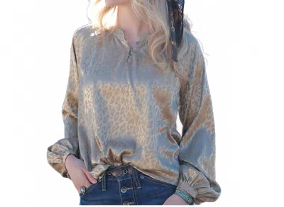 Cinch Leopard Print Blouse In Khaki In Multi