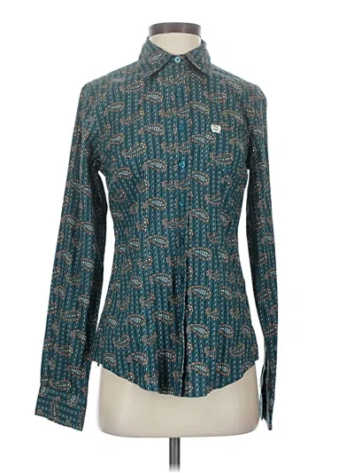 Pre-owned Cinch Long Sleeve Blouse In Teal