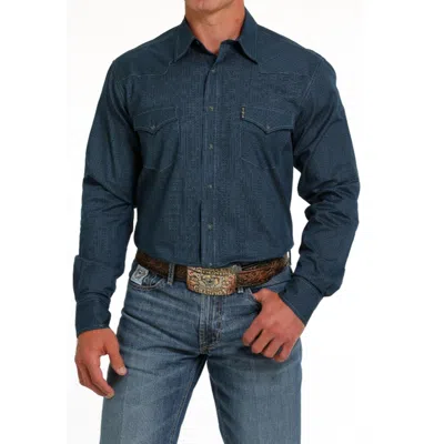 Cinch Long Sleeve Button Down Shirt In Navy In Blue