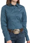 Cinch Long Sleeve Button Down Shirt In Teal In Blue