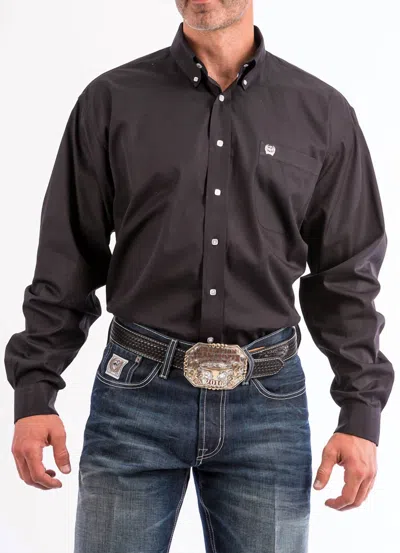 Cinch Long Sleeve Button Up Shirt Top In Black