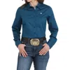 Cinch Long Sleeve Diamond Print Button Shirt In Blue In Blue