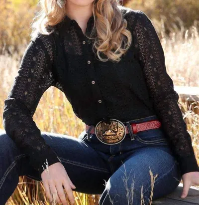 Cinch Long Sleeve Lace Western Shirt In Black