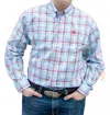 Cinch Long Sleeve Plaid Button Down In Blue In Animal Print
