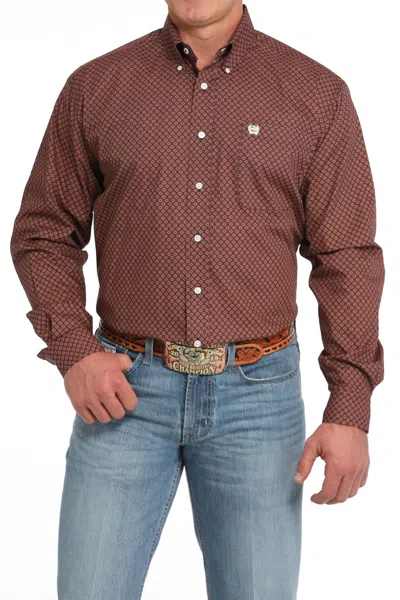 Cinch Long Sleeve Plain Weave Shirt In Dark Red