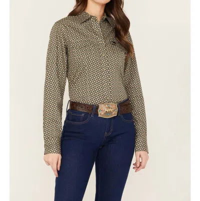 Cinch Long Sleeve Print Shirt In Olive