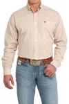 Cinch Long Sleeve Stretch Button Down Shirt In Cream In Neutral