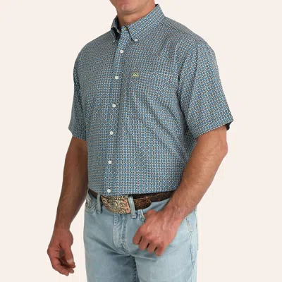 Cinch Men's Arenaflex Blue & Black Geo Print Shirt