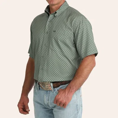 Cinch Men's Arenaflex Olive Geo Print Shirt In Dark Olive