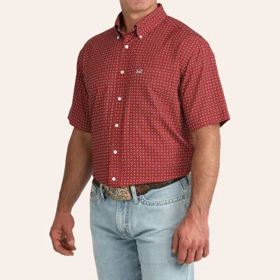 Cinch Men's Arenaflex® Red Geo Print Shirt In Brown