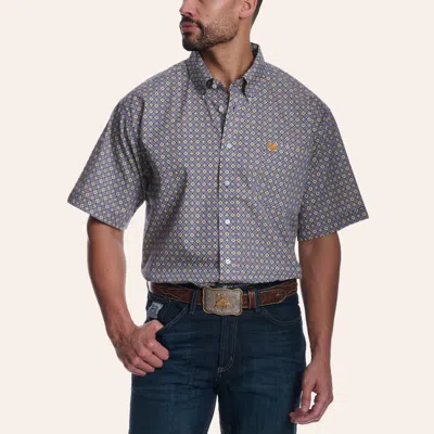 Cinch Men's Blue & Tan Geo Print Shirt