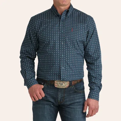 Cinch Men's Blue Geo Print Modern Fit Long Sleeve Shirt